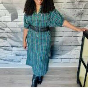 NWT Empire Style Babydoll plaid dress for SHEIN Teal and Black plus SZ 2XL NEW